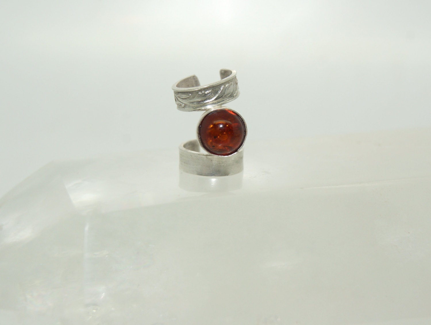 Sterling silver and amber ear cuff