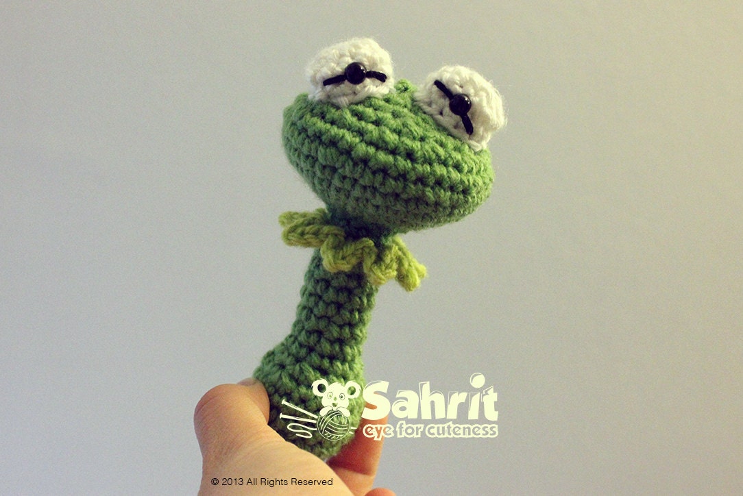 Kermit the frog Muppet Baby Rattle Crochet