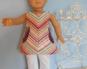 18 Inch American Girl Doll Sleeveless tunic top and white leggings summer spring outfit by Project Funway on Etsy