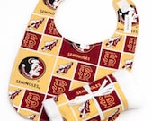 Baby Bib and Burp Cloth Set - Florida State University FSU Seminoles - Ready to Ship