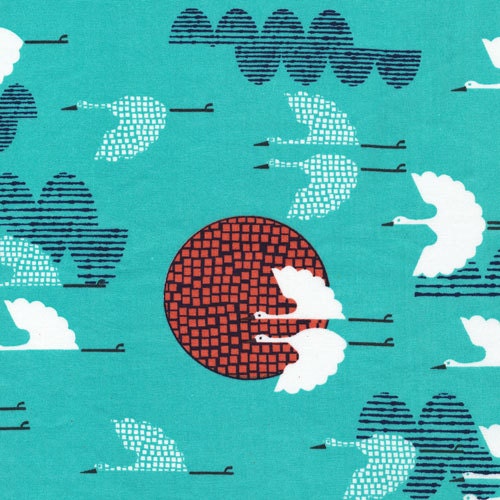 Tsuru by Rashida Coleman-Hale for Cloud 9 - 1000 Cranes Cerulean - Half Yard