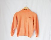 Vintage Peach Knit Sweater /Jumper/ Pullover XS Wool Angora Lambswool Crew Neck Breast Pocket