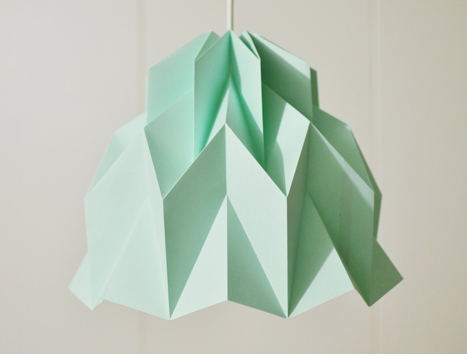 Ruffle: Origami Paper Lamp Shade / Lantern - Mint
