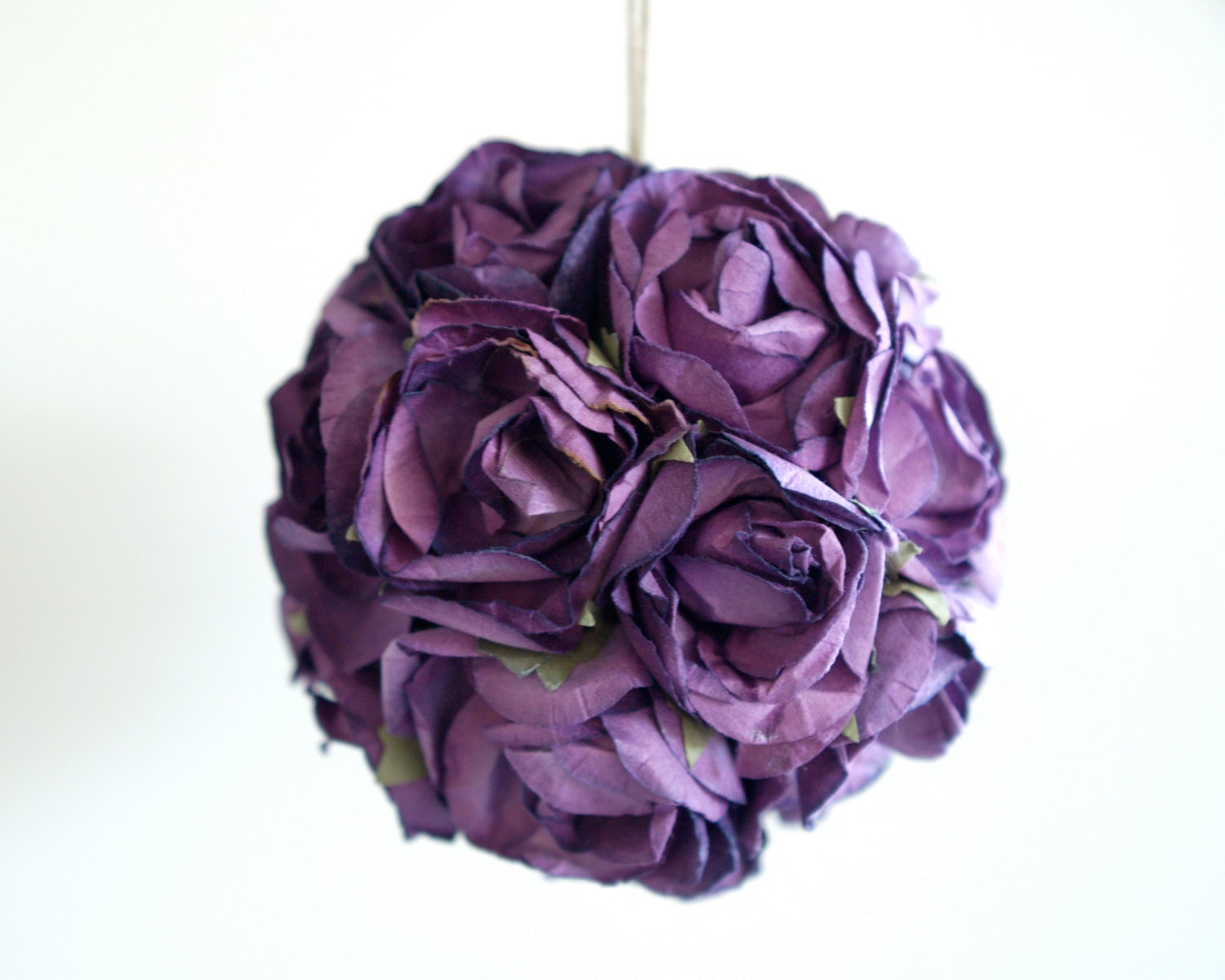 Purple Wedding Pomander made from vintage Violet colored paper roses Decorations Photo Prop Pink