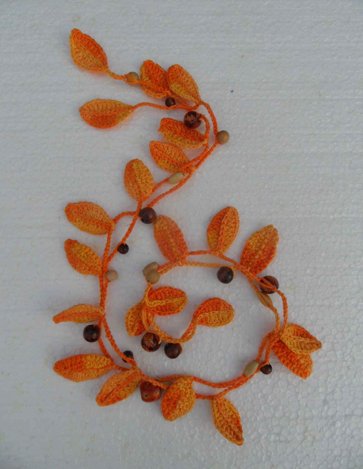 Lariat scarf, Handmade scarf with flowers. new fashion, orange , home decor, spring trend, women accessories, mom gifts  jewelry