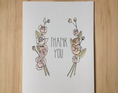 Peony thank you blank cards