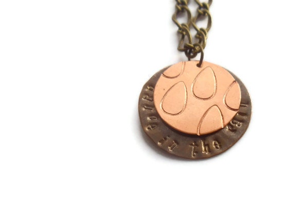 dance in the rain stamped necklace // copper and brass jewelry