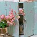 Light aqua cupboard hint of mint wooden antique shabby cottage wall cabinet home decor Anita Spero