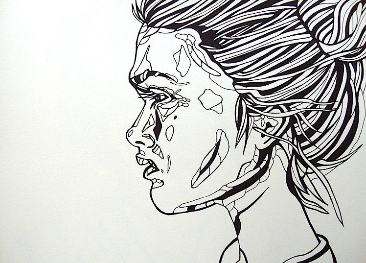 Original Artwork - Portrait Illustration - Jan Drawing 8 by Lucita Peek