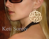 Large Monogram Earrings  (Order Any Initials) - 24K Gold Overlay