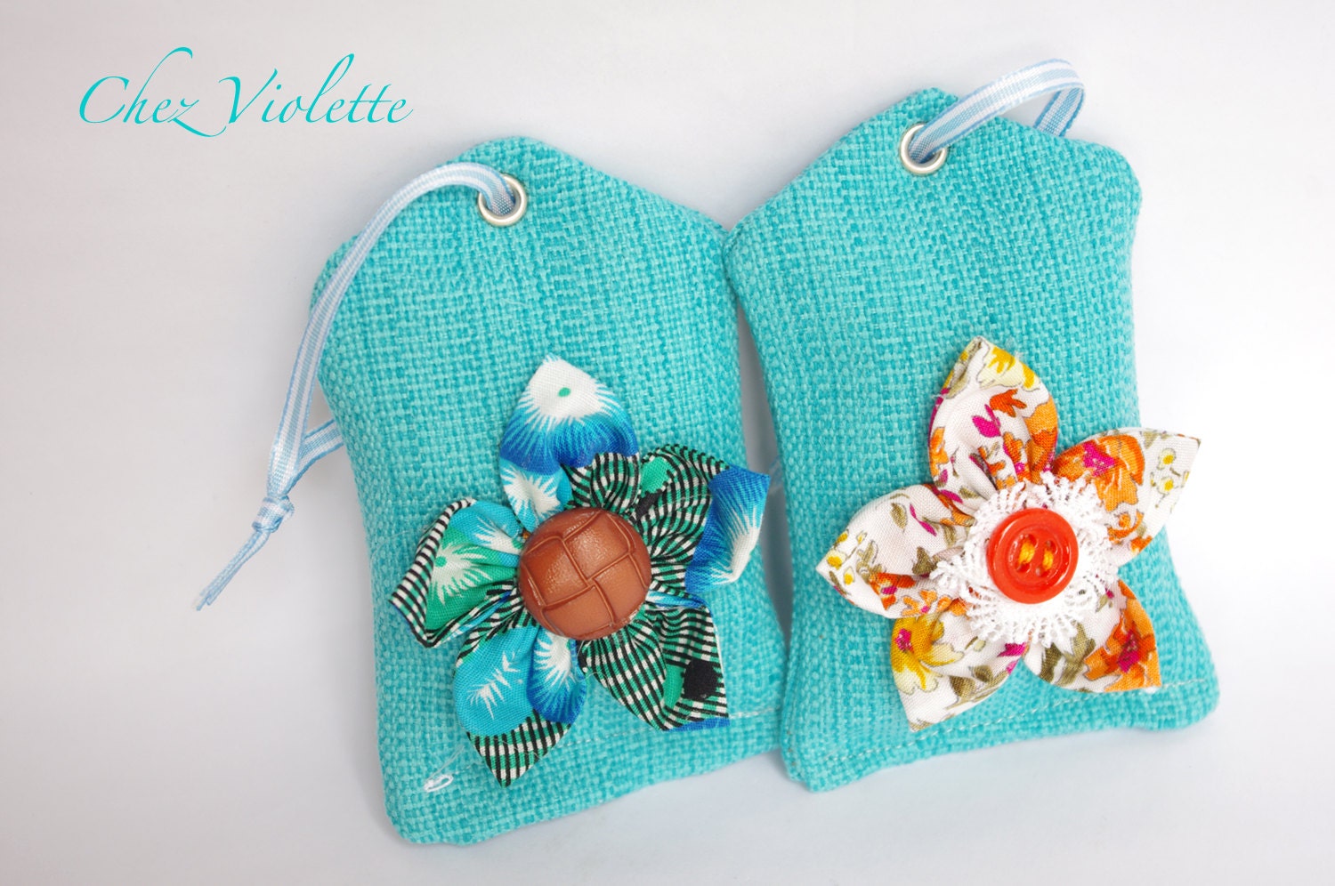 French Lavender dried lavender Sachet turquoise Linen flowers