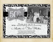 Black and White Damask -  Wedding Anniversary Party - Printable DIY Invitation