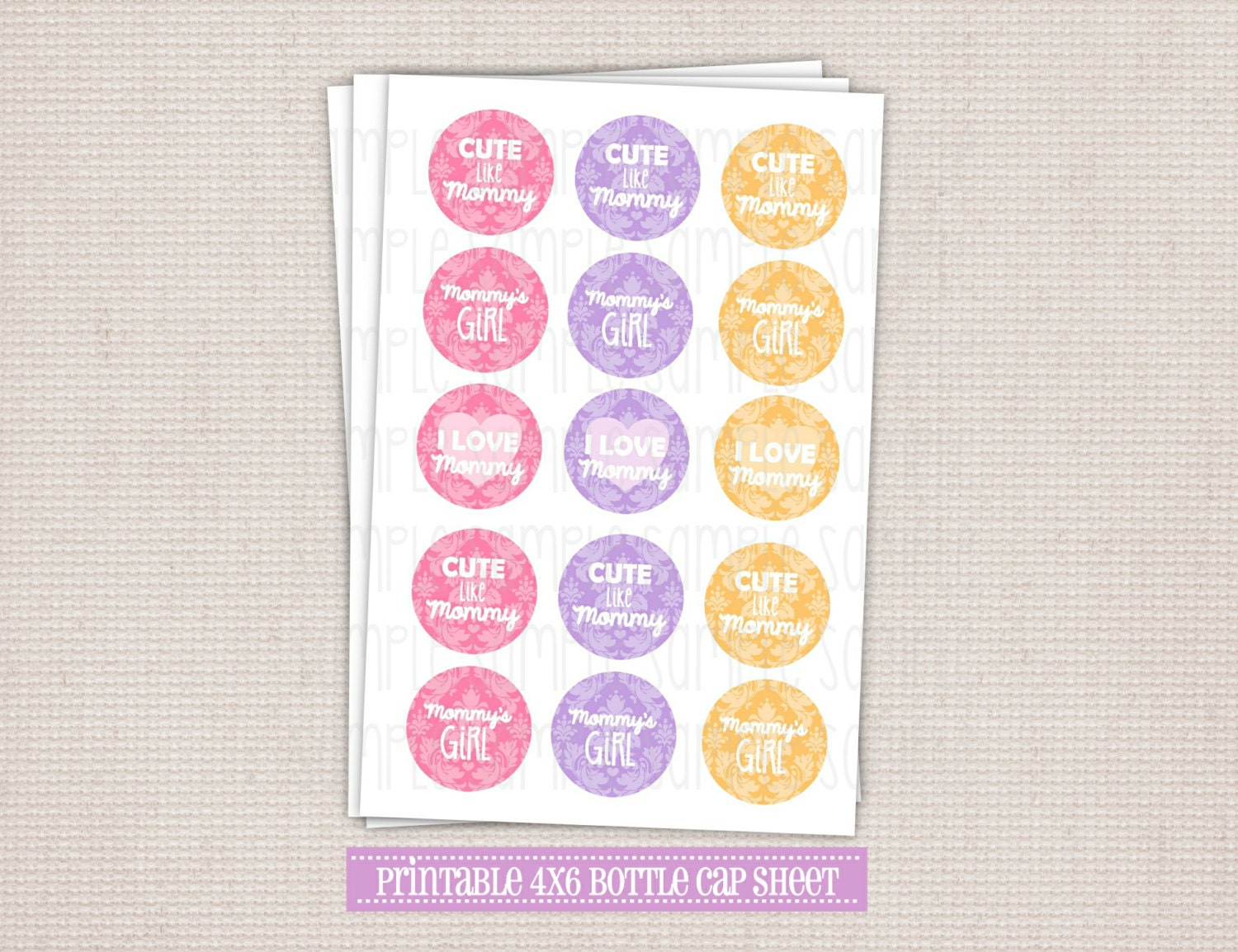Mommy's Girl Damask DIY 1" Bottle Cap Printable Image Sheet 4x6 Il_170x135