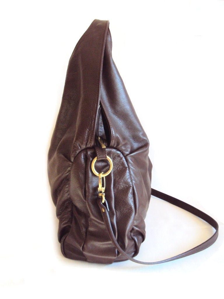 Dark Brown Leather Hobo Bag, Shoulder Bag, Messenger Bag, Everyday Bag, Carry All Bag, Chocolate Brown