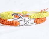 Infinity Friendship Bracelets Orange and Yellow - His and Hers Infinity Hemp Bracelet - Wish Bracelet - Friendship Bracelet - Karma Bracelet