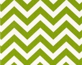 Chartreuse Green & White Chevron Fabric Remnant 12" x 76"