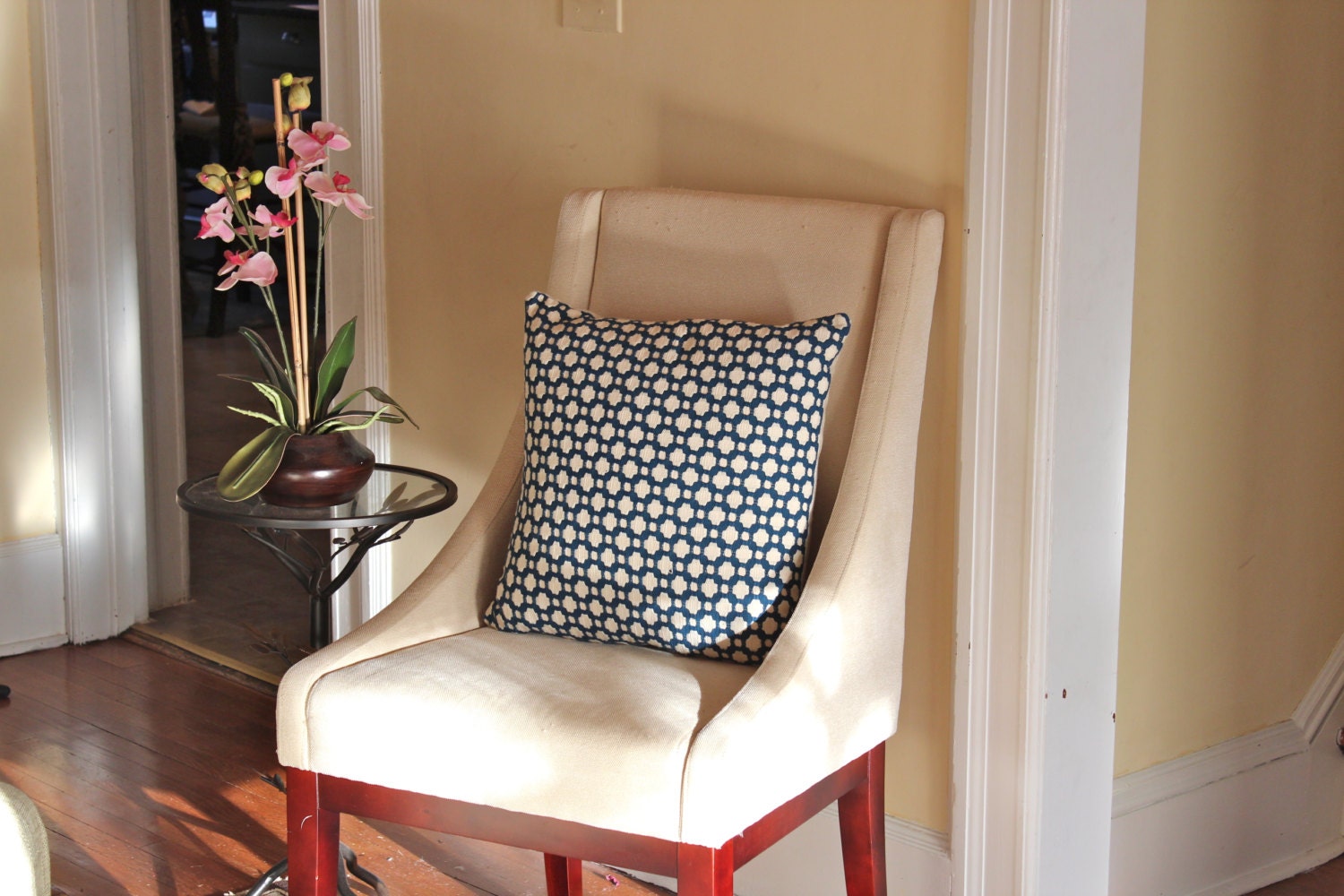 Indigo Blue Betwixt Schumacher Pillow Cover with Fabric on Both Sides