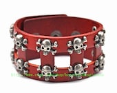 Jewelry bangle skull bracelet leather bracelet buckle bracelet women bracelet men bracelet made of leather and metal skull sh-00018