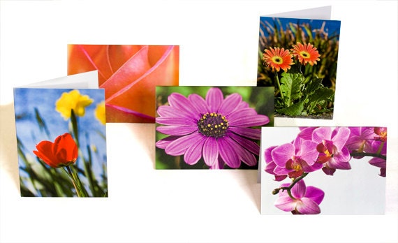 Set of 10 Flower Photo Cards, Blank Note Cards, Greetings Cards, Floral Photo Stationary, Nature, Garden Pictures, Rose, Tulip, Daisy