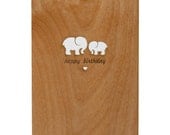 Birthday Card with Elephants (Real Wood)