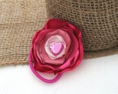 Pink Satin Flowered Ponytail Holder