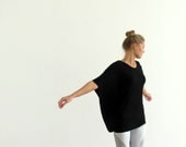 Summer Asymmetrical  Shirt, Black Summer Shirt