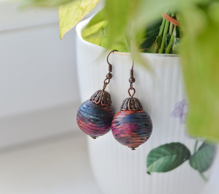Wooden Earrings - Beautiful Planet - (Woodburning / Pyrography)