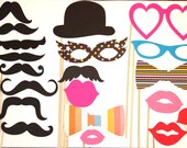 20 PhotoBooth Props, Mustache and Lips, Wedding Props, Wedding Photobooth, Props