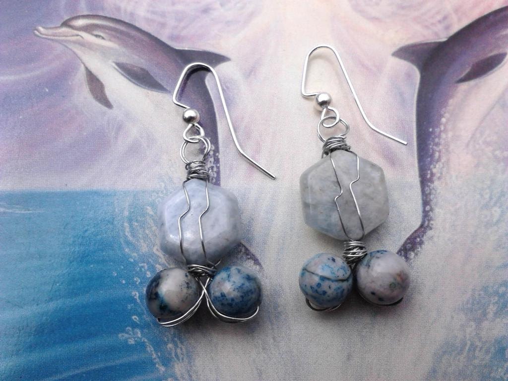 Aquamarine // Lace Agate // Earrings