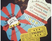 Modern Carnival Collection - Printed 25 Invitations (TICKET not included) Ships in U.S.