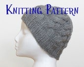 Instant Download PDF Knitting Pattern - Cabled Beanie, Hat Knitting Pattern, Cable Hat Instructions, DIY Knit Hat