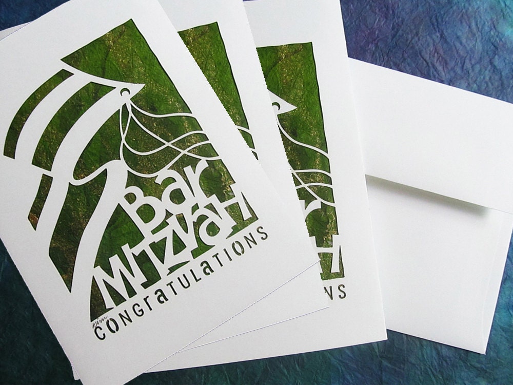 Bar Mitzvah Greeting Card Set of 3
