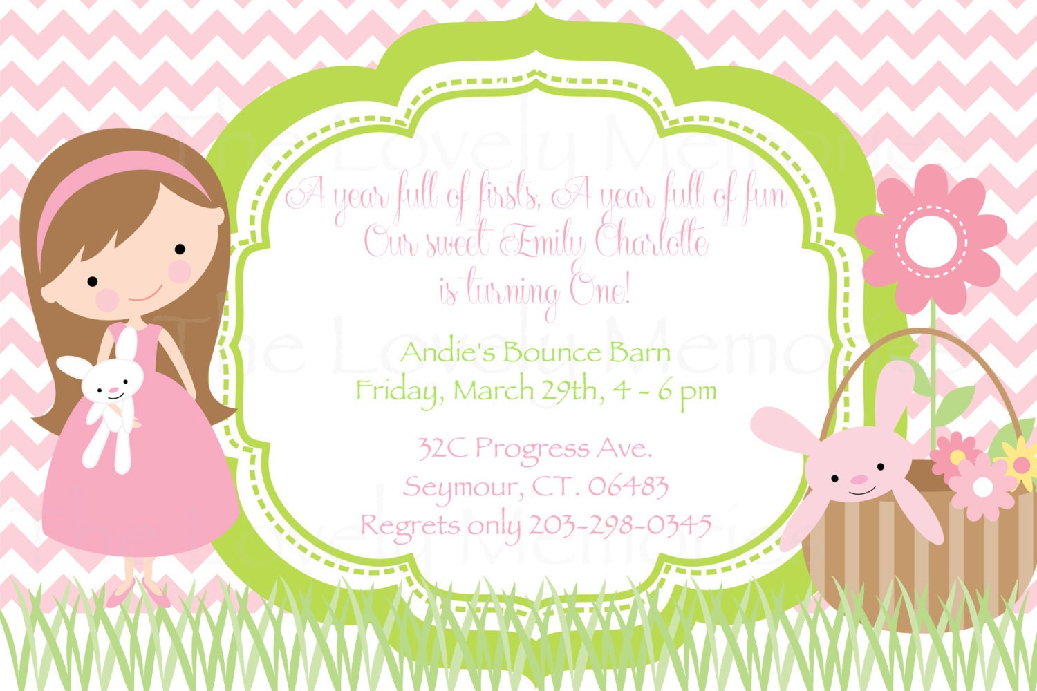 Cute Girl First Birthday Printable Invitation Il_170x135