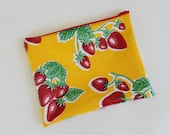 Wet Bag - Yellow Strawberry Oilcloth Pouch