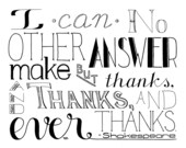 Thank You Print, Shakespeare Quote, Thank You Artwork, Thank You Word Art, Shakespeare Thanks, Unique Thank You, Thanks Print
