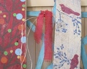 Shabby Chic Kitchen Picture Primitive RED Birds Wall Decor Sign  Old Barn Wood
