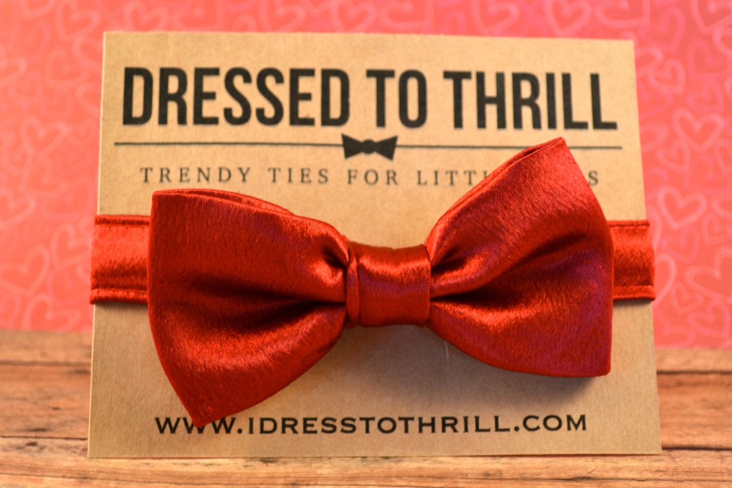 Couture Collection Red Silk Adjustable Baby/Toddler Bowtie