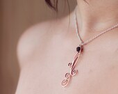 Swirly Silver Filigree Pendant with Vulcanic bead