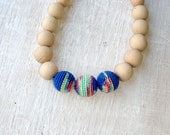 Nursing necklace Northern lights Blue red green Teething bead necklace  - Crochet Necklace - eco friendly - READY TO SHIP