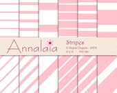 INSTANT DOWNLOAD Digital Paper Pack: Pink and White Stripes Scrapbook Paper 12x12 8,5x11 Baby Girl Commercial Use 365