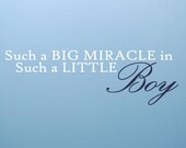 Such a Big miracle in such a little boy Wall Art Decal Baby Boy Nursery Decor Shower Present Gift Idea