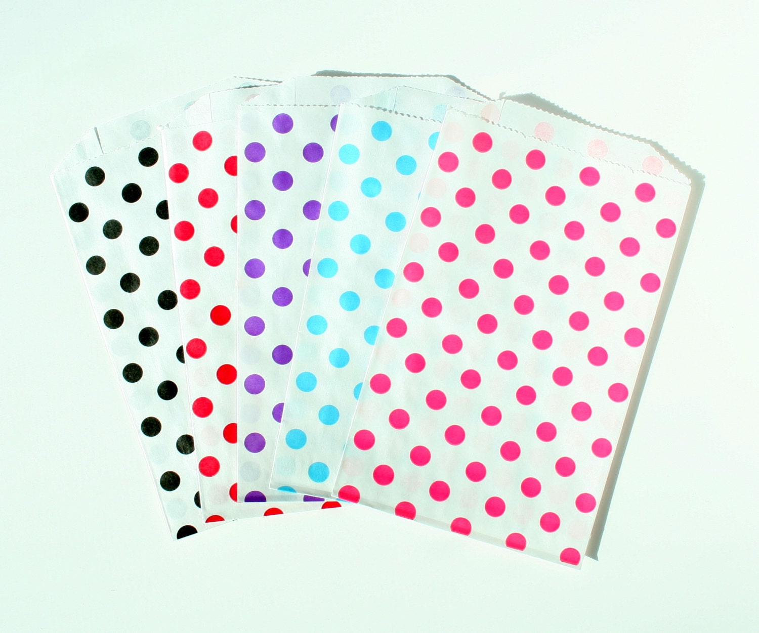 20 Medium Polka Dot Bitty Bags - 5" x 7.5" - for Treats / Goodies / Gift Bags / Favors