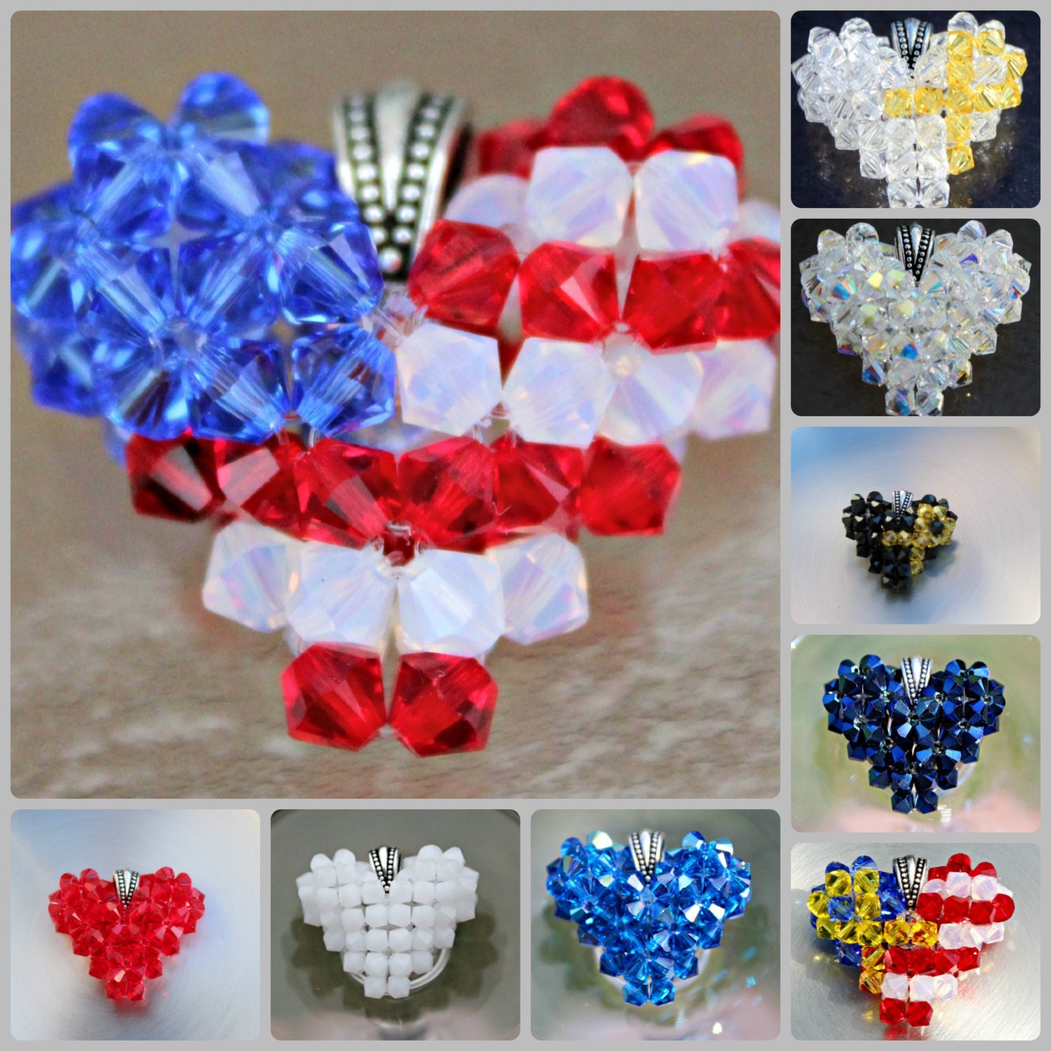 Memorial Day Weekend Sale HEARTS, Handmade Swarovski Crystal Jewelry, Thank Those Who Serve, Remember Those We Lost