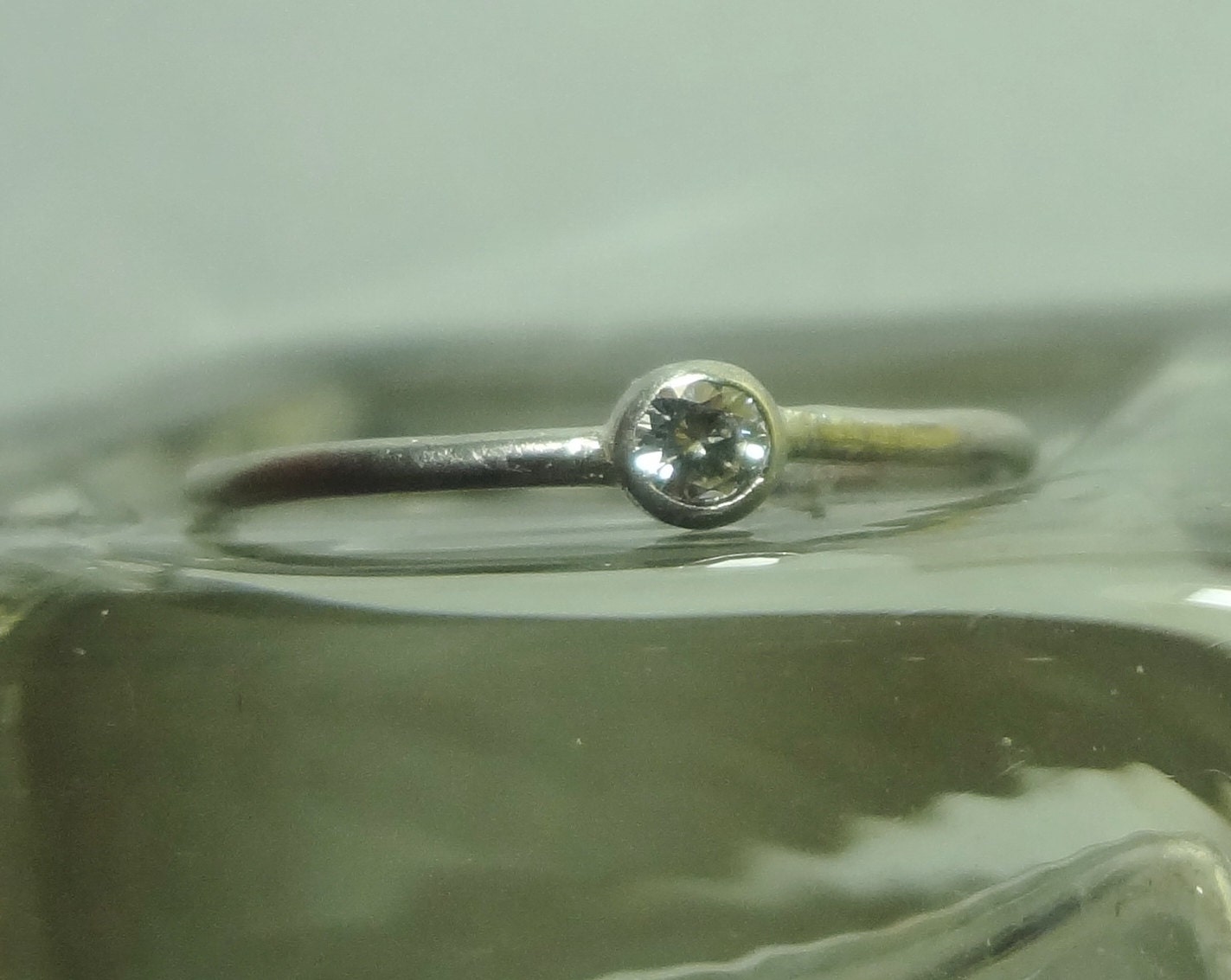 3mm Moissanite Bezel Set Sterling Silver Ring