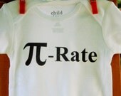 Math Pi-Rate Short Sleeved Bodysuit. Baby Geek design. Can Be Customized By Size.