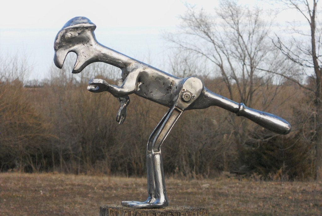 Dinosaur Metal Sculpture Yard Art Garden Art Found Objects Welded Art