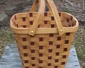 Rectangle spring produce basket large Red Elm wood