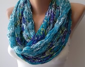 Mothers day gift Infinity Scarf  Circle Scarf  loop scraf blue