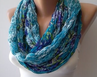 Mothers day gift Infinity Scarf  Circle Scarf  loop scraf blue