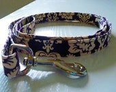 Plum & Cream Damask - Custom Made Designer Leash to go with Dog Collar